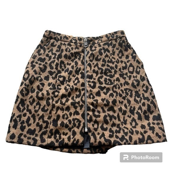 Vero Moda cheetah print wool blend mini skirt